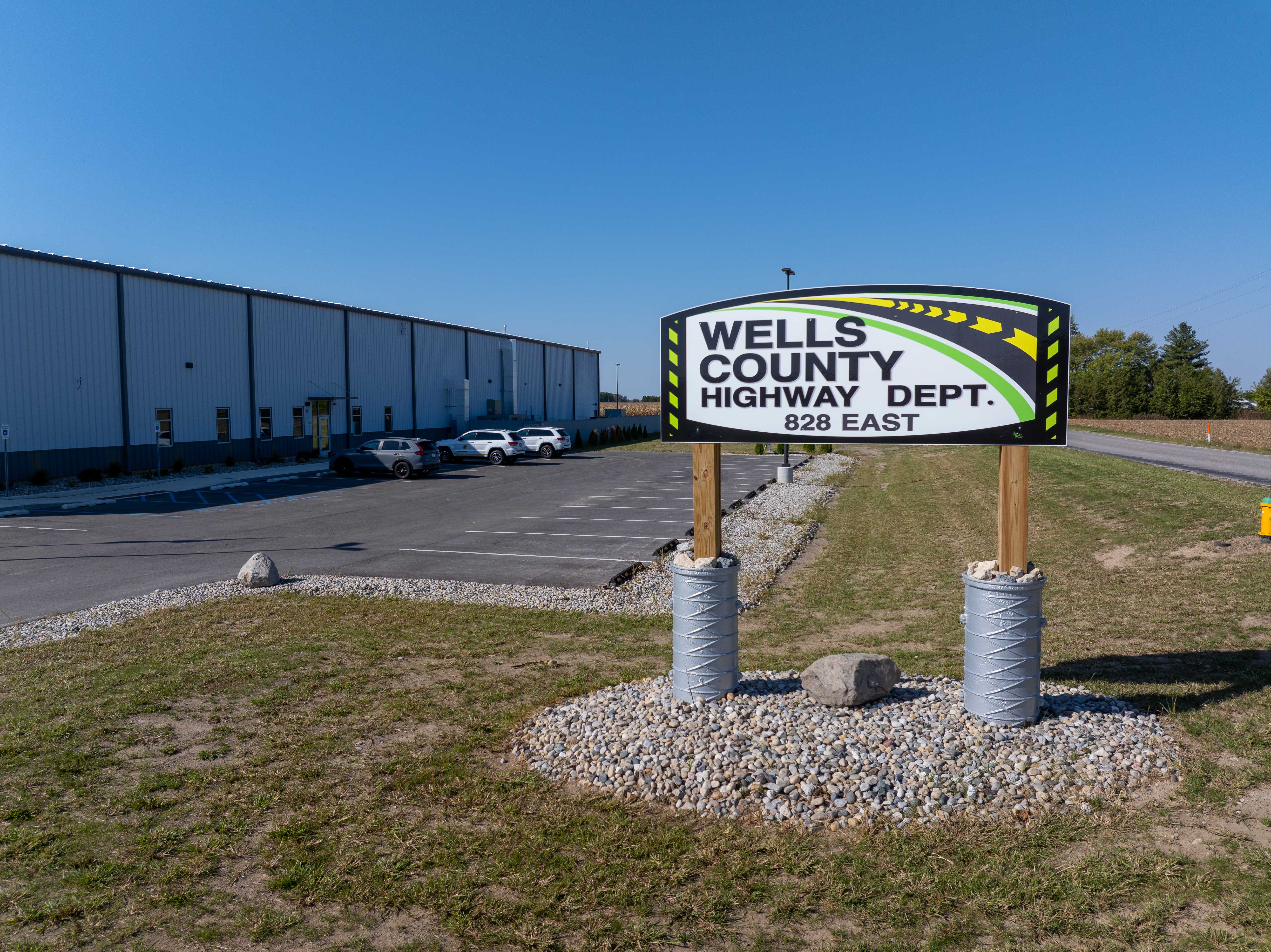 Wells County Highway Department signage