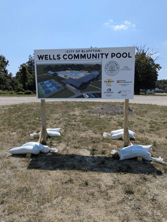 Wells Community Pool Sign by Road