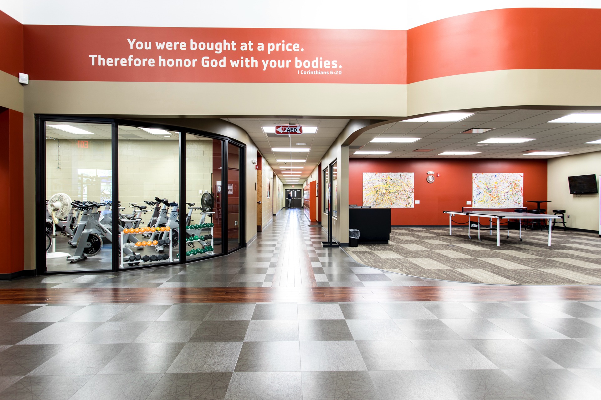 Hallway View with Gym